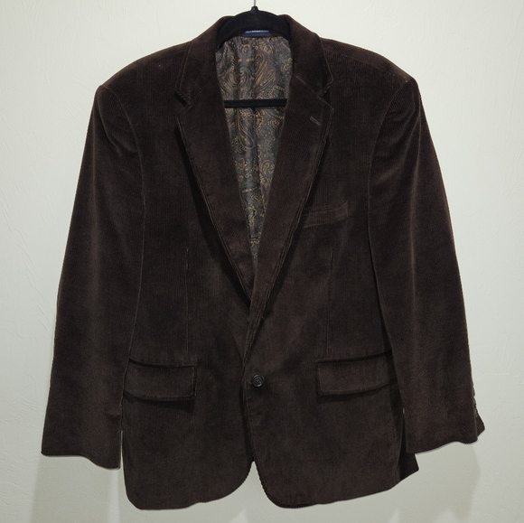 Chocolate Brown Corduroy Blazer Stafford Men's Size 42 Short 42S Classic Fit - Picture 3 of 16